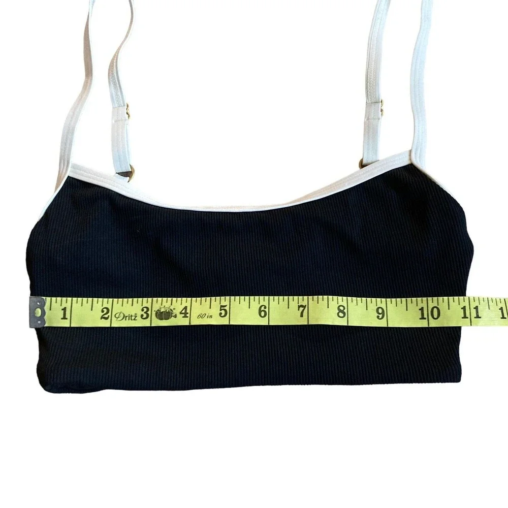 L*Space Bikini Top Black White Ribbed Women's Size Extra Small NWOT
